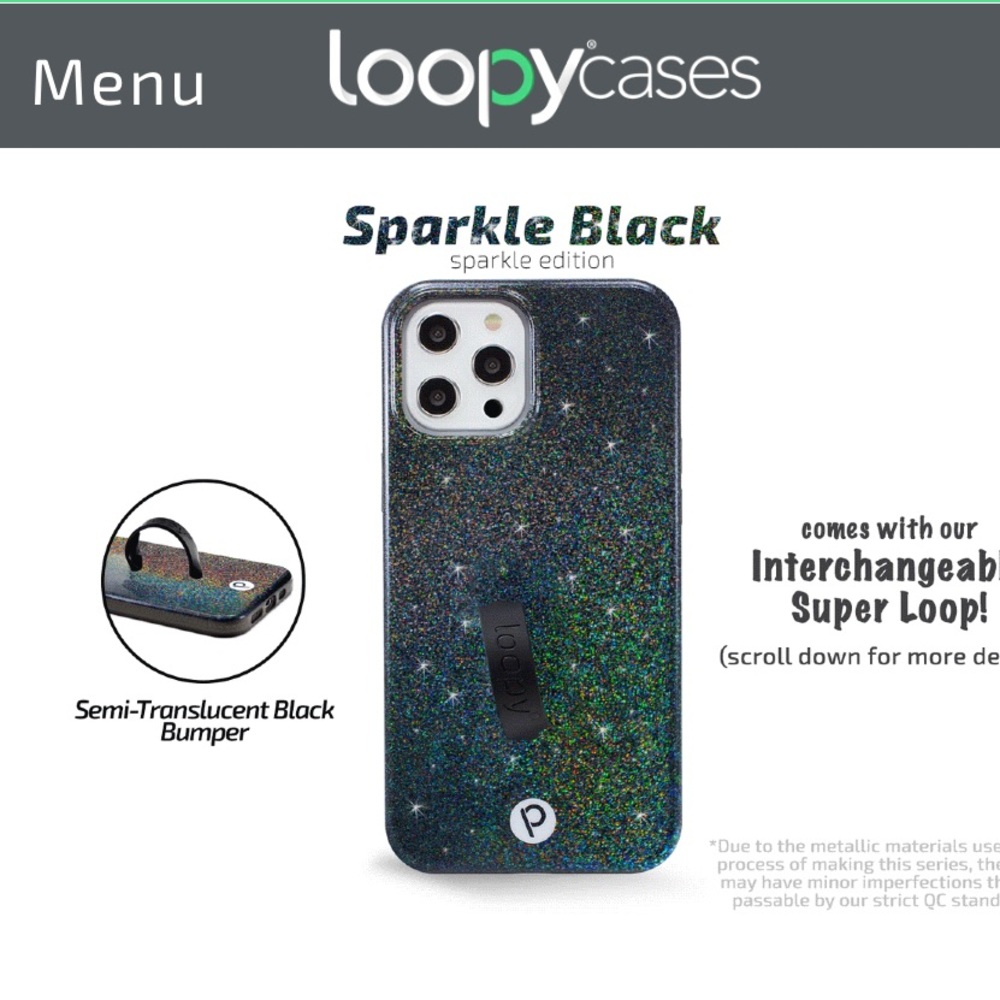 Black Glitter Loopy Case